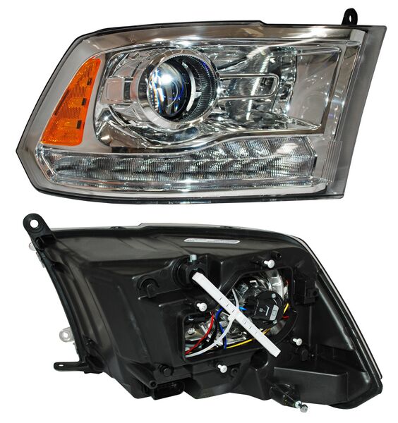 FARO DODGE PU 16-19 FONDO CROMADO C/LUZ DE DIA TYC CCCC. DER